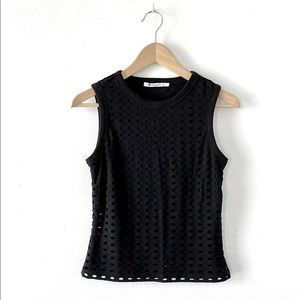T by Alexander Wang laser cut crew neck top. Size Medium.